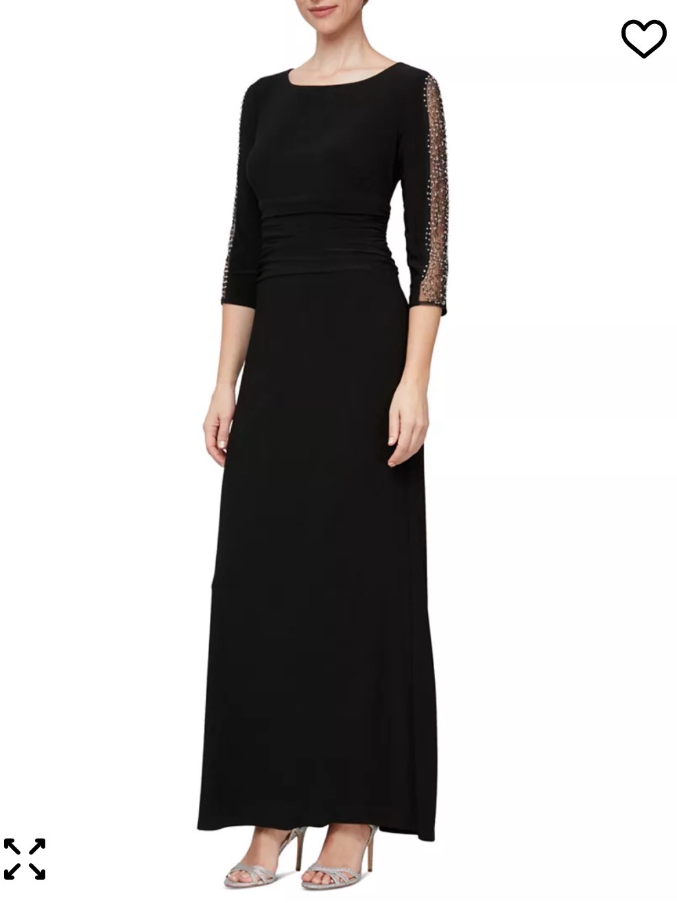 Petite Ruched Waist Long Dress With Embellished Sleeve Detail Size 10p